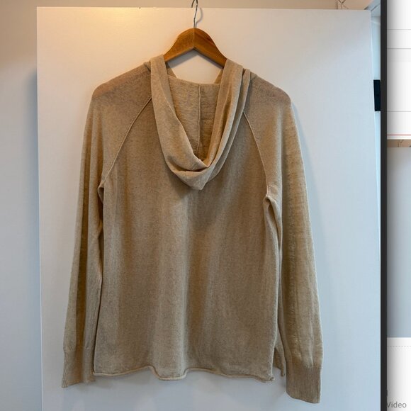 James Perse Sand Oatmeal Cream Long Sleeve with Hood Sweater Women's 1 or Small - Picture 2 of 2